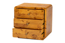 Arcene Natural Real Burl Wood 3-Drawer Nightstand Baxton