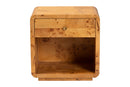 Arcene Natural Real Burl Wood 1-Drawer Nightstand Baxton