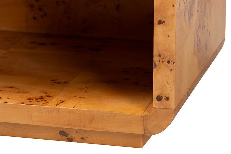 Arcene Natural Real Burl Wood 1-Drawer Nightstand Baxton