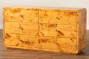 Arcene Natural Real Burl Wood 6-Drawer Dresser Baxton