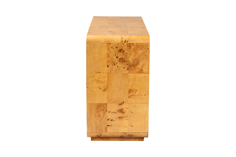 Arcene Natural Real Burl Wood 6-Drawer Dresser Baxton