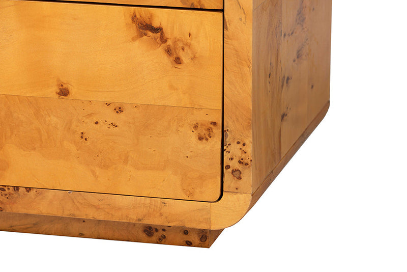 Arcene Natural Real Burl Wood 6-Drawer Dresser Baxton