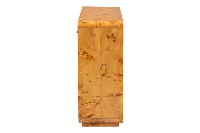Arcene Natural Real Burl Wood Console Table Baxton