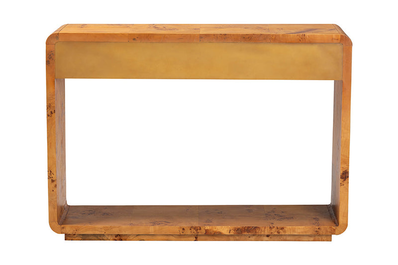 Arcene Natural Real Burl Wood Console Table Baxton