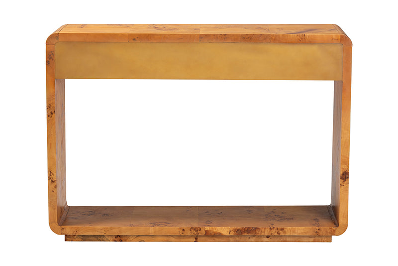 Arcene Modern and Contemporary Natural Real Burl Wood Console Table