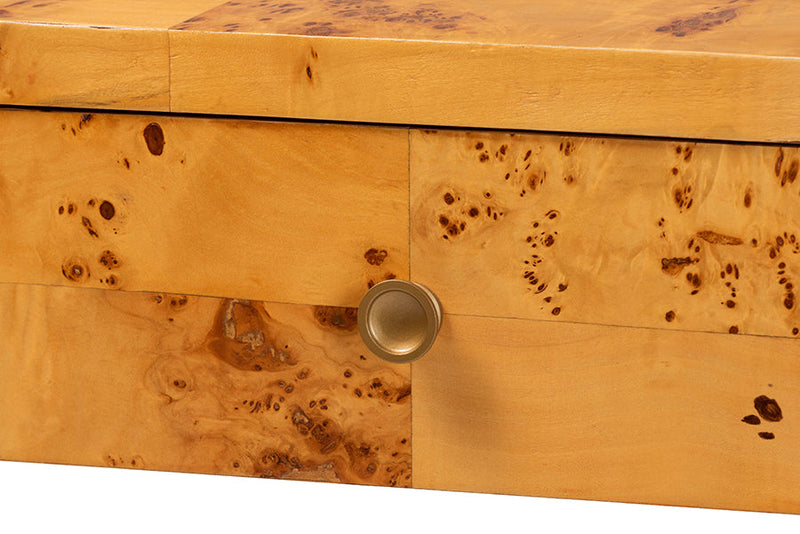 Arcene Natural Real Burl Wood Console Table Baxton