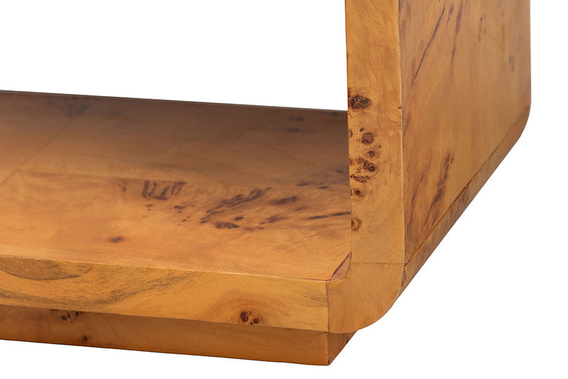 Arcene Natural Real Burl Wood Console Table Baxton