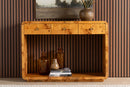 Arcene Natural Real Burl Wood Console Table Baxton