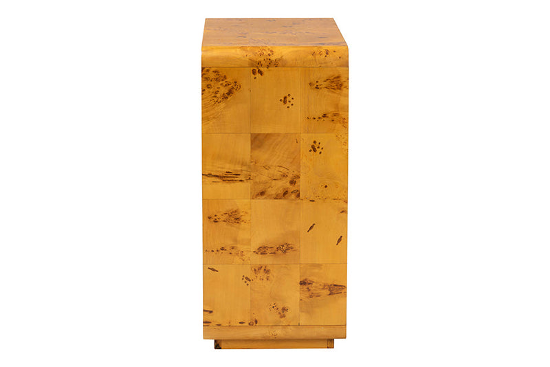 Arcene Natural Real Burl Wood Storage Cabinet Baxton
