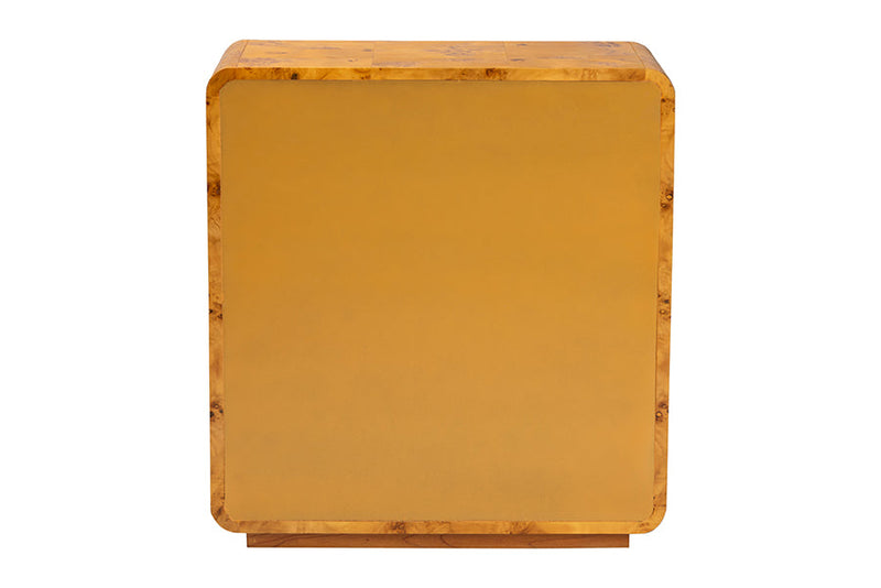 Arcene Natural Real Burl Wood Storage Cabinet Baxton
