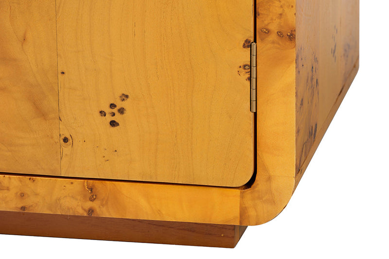 Arcene Natural Real Burl Wood Storage Cabinet Baxton