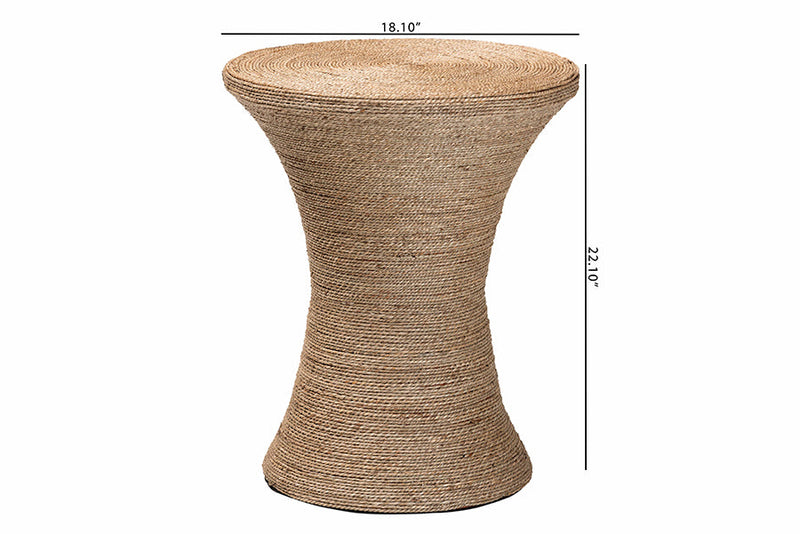 Rumi Japandi Natural Seagrass Side Table Baxton