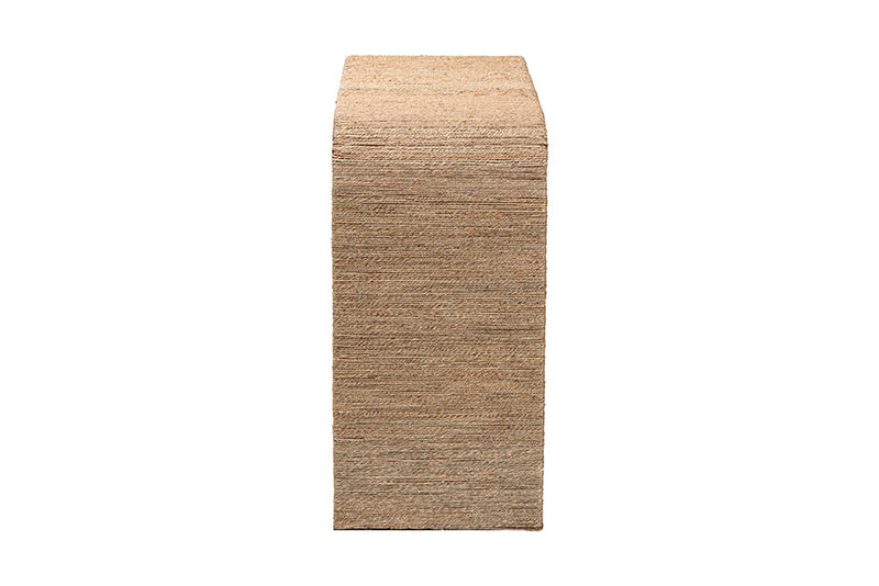 Valeria Japandi Natural Seagrass Waterfall Console Table Baxton
