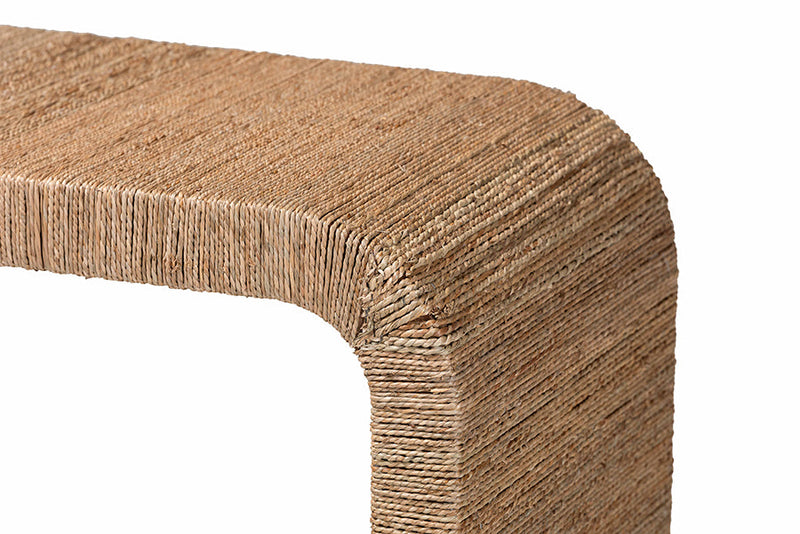 Valeria Japandi Natural Seagrass Waterfall Console Table Baxton