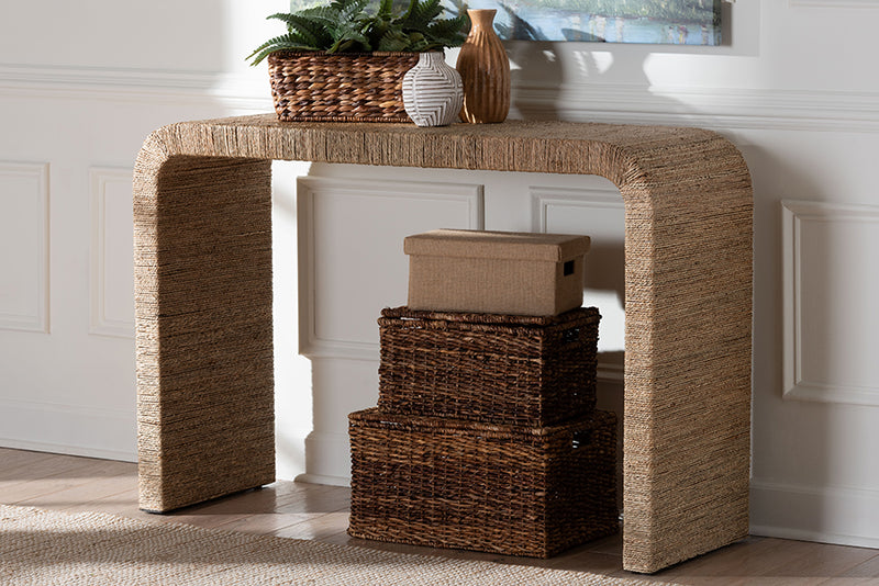 Valeria Japandi Natural Seagrass Waterfall Console Table