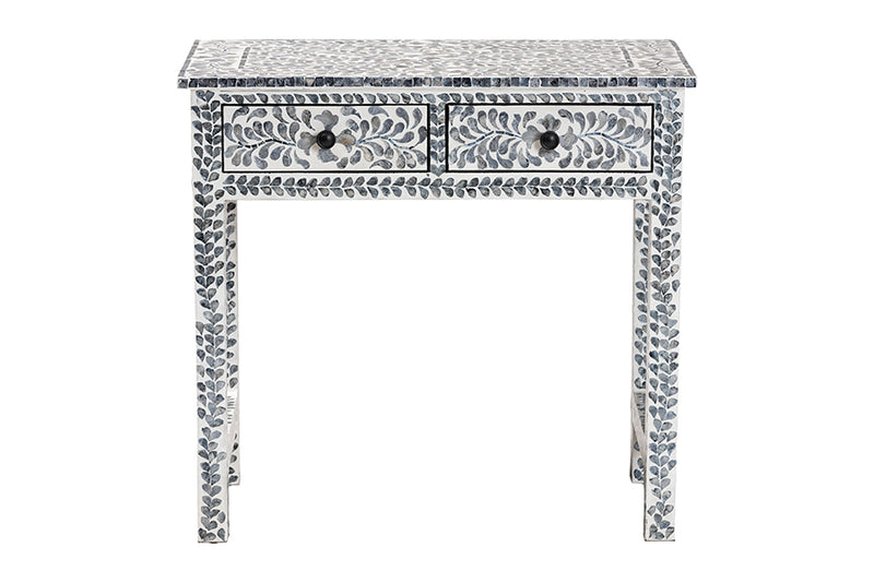 Garold Coastal Black and White Mother of Pearl Capiz Shell 2-Drawer Console Table