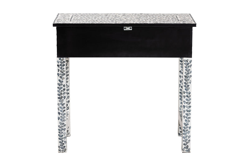 Garold Coastal Black and White Mother of Pearl Capiz Shell 2-Drawer Console Table