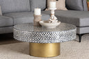 Elton Coastal Black and White Mother of Pearl Capiz Shell Coffee Table Baxton