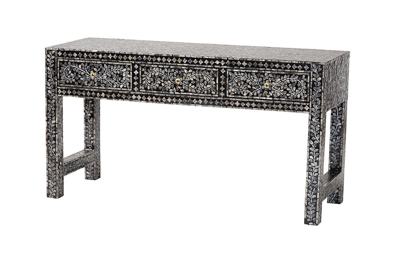 Jules Coastal Black and White 3-Drawer Console Table Baxton
