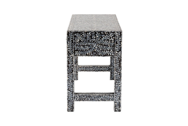Jules Coastal Black and White 3-Drawer Console Table Baxton