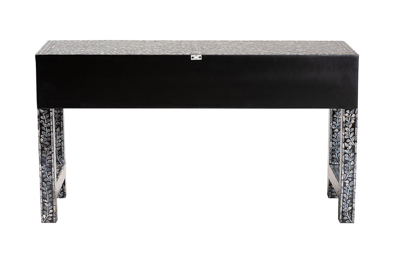 Jules Coastal Black and White 3-Drawer Console Table Baxton