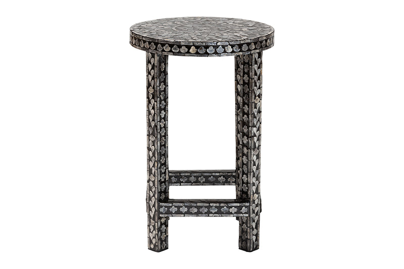 Jules Coastal Black and White Mother of Pearl Capiz Shell End Table