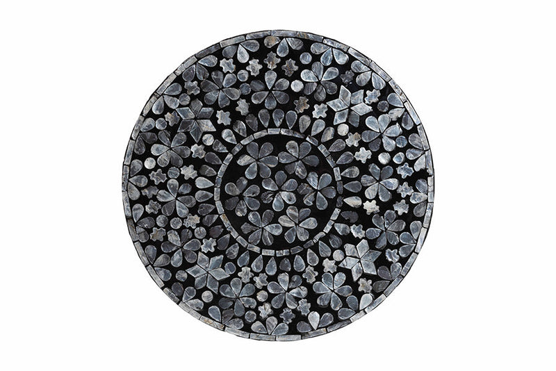 Jules Coastal Black and White Mother of Pearl Capiz Shell End Table Baxton