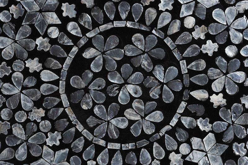 Jules Coastal Black and White Mother of Pearl Capiz Shell End Table Baxton