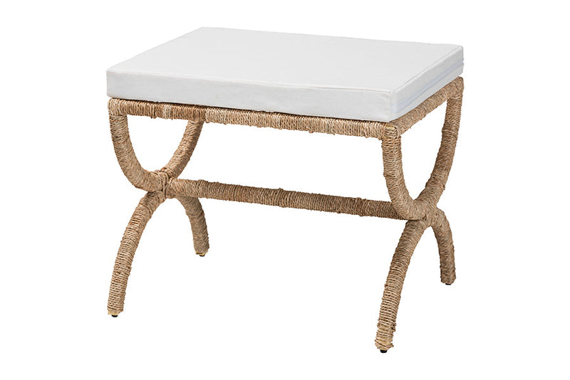 Iora Japandi Natural Seagrass Ottoman Baxton
