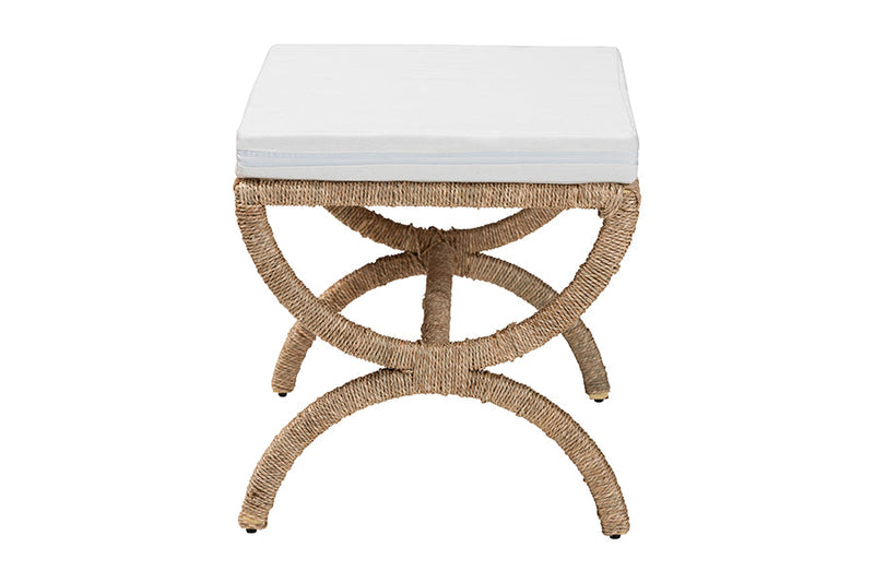 Iora Japandi Natural Seagrass Ottoman Baxton