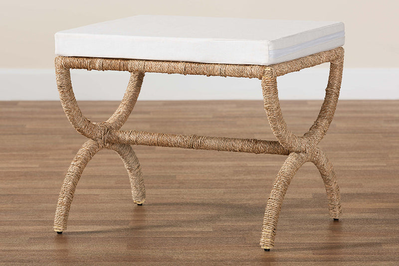 Iora Japandi Natural Seagrass Ottoman Baxton