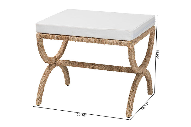Iora Japandi Natural Seagrass Ottoman Baxton