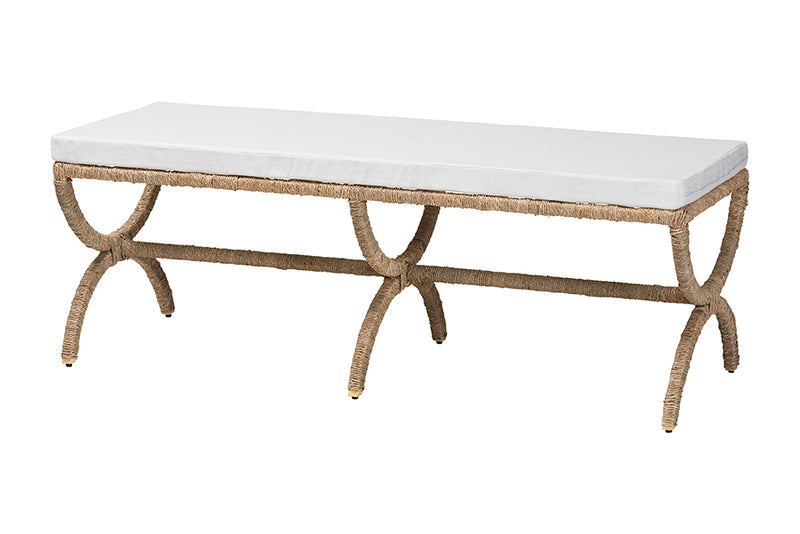 Iora Japandi Natural Seagrass Accent Bench