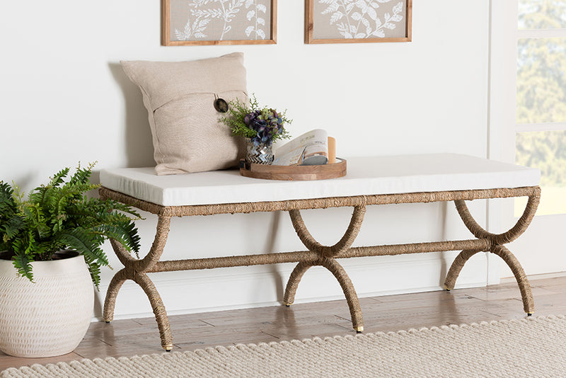 Iora Japandi Natural Seagrass Accent Bench