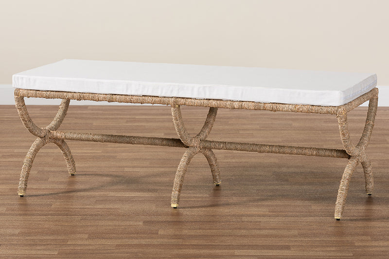 Iora Japandi Natural Seagrass Accent Bench