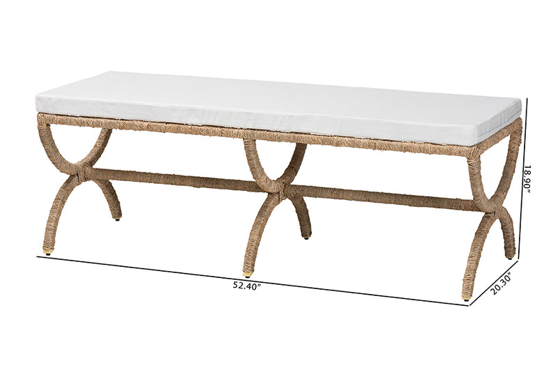 Iora Japandi Natural Seagrass Accent Bench