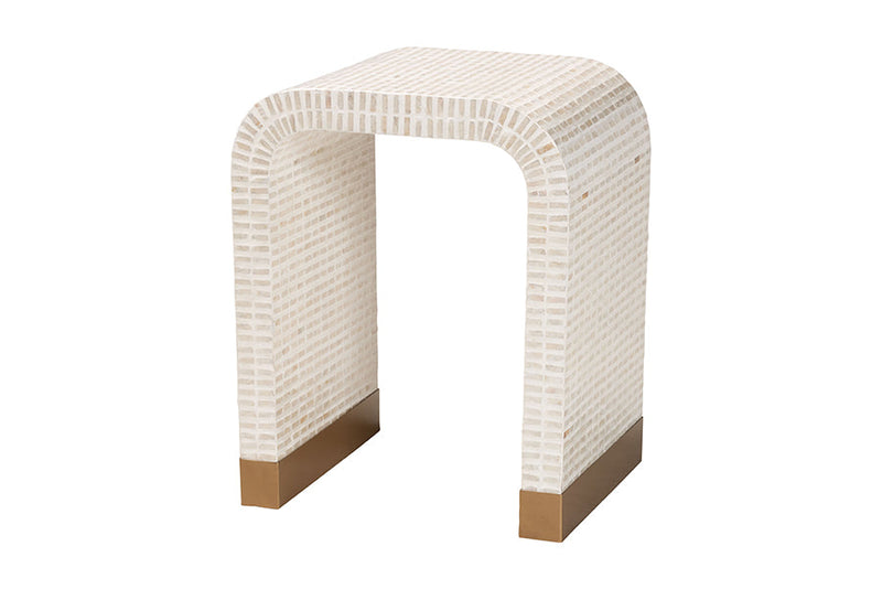 Christa Coastal Beige and White 3-Piece Accent Table Set Baxton