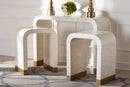 Christa Coastal Beige and White 3-Piece Accent Table Set Baxton