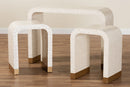 Christa Coastal Beige and White 3-Piece Accent Table Set Baxton