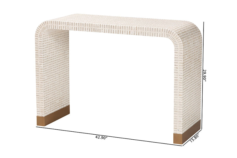 Christa Coastal Beige and White Console Table Baxton