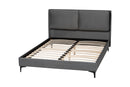 Jaspen Modern Slate Gray Velvet Queen Platform Bed Baxton