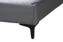 Jaspen Modern Slate Gray Velvet Queen Platform Bed Baxton