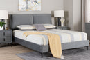 Jaspen Modern Slate Gray Velvet Queen Platform Bed Baxton