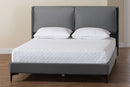 Jaspen Modern Slate Gray Velvet Queen Platform Bed Baxton