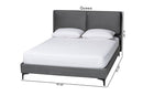 Jaspen Modern Slate Gray Velvet Queen Platform Bed Baxton