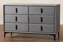 Jaspen Modern Slate Gray Velvet 6-Drawer Dresser Baxton