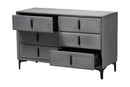 Jaspen Modern Slate Gray Velvet 6-Drawer Dresser Baxton