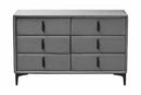 Jaspen Modern Slate Gray Velvet 6-Drawer Dresser Baxton