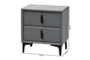 Jaspen Modern Slate Gray Velvet 2-Drawer Nightstand Baxton