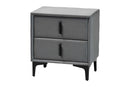 Jaspen Modern Slate Gray Velvet 2-Drawer Nightstand Baxton
